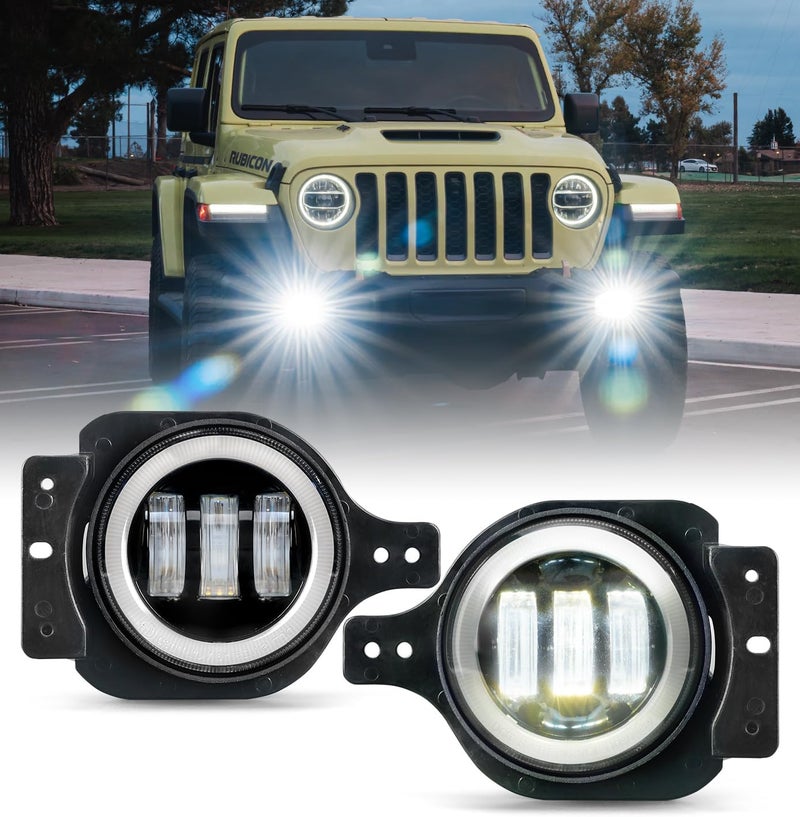 Xprite Ultra 300% Bright 60W LED Fog Lights w/DRL Compatible with 2018-2025 Jeep Wrangler JL JLU & 2020+ Gladiator JT, DOT, 6500K, Plug N Play, Front Bumper Fog Lamp with 2 Mounting Brackets, White - Image 1
